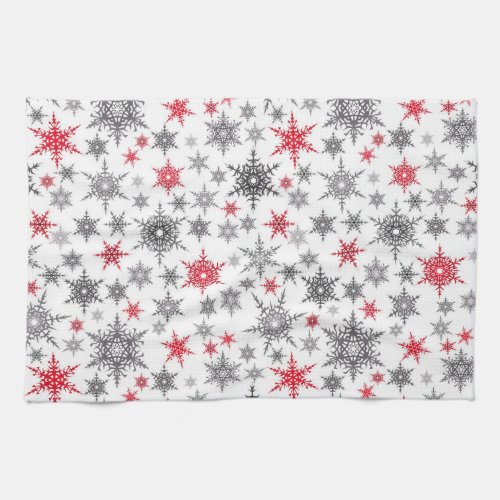 Christmas red white snowflakes winter New yea Kitchen Towel