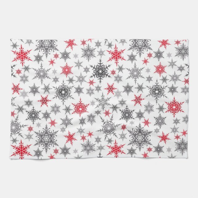 Christmas, red, white, snowflakes, winter, New yea Kitchen Towel (Horizontal)