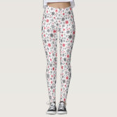 Cute bgreen and white Christmas snowflakes Leggings