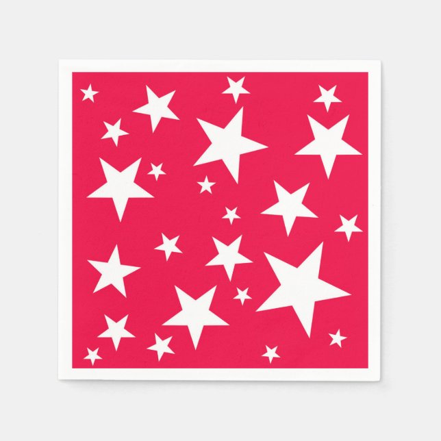 Christmas Red White Stars Elegant Template Napkins (Front)