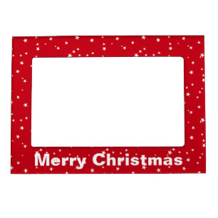 Christmas Red White Stars Magnetic Frame