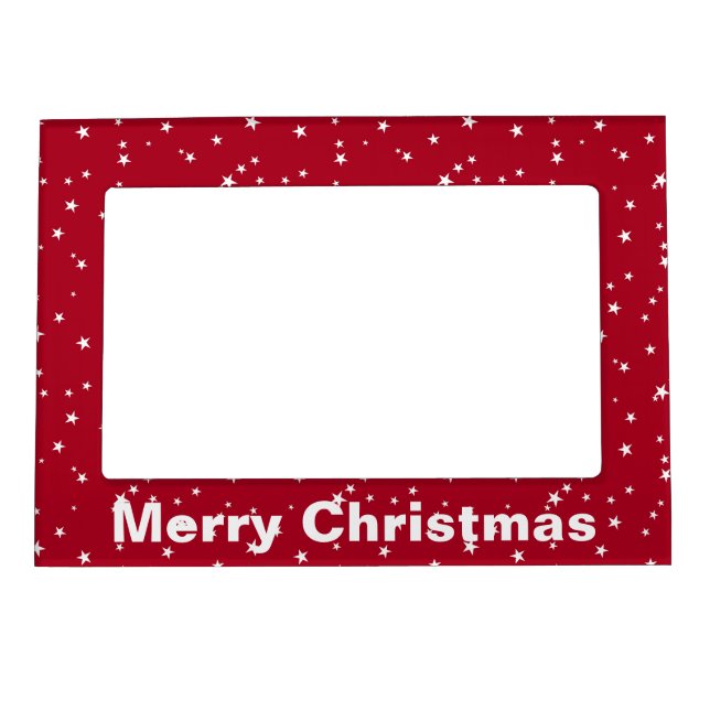 Christmas Red White Stars Magnetic Frame (Front)