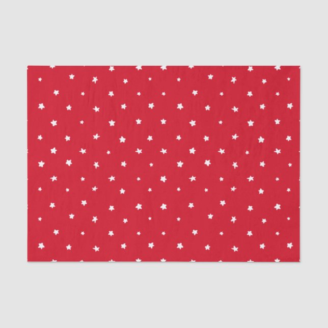 Christmas Red White Stars Whimsical Holiday Tissue Paper (Front)