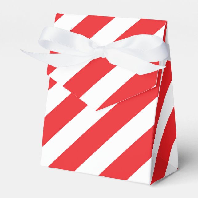 Christmas Red White Stripe Party Favor Boxes (Front Side)