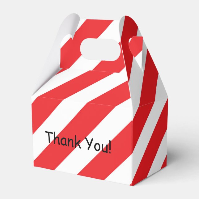 Christmas Red White Stripe Party Favor Boxes (Front Side)