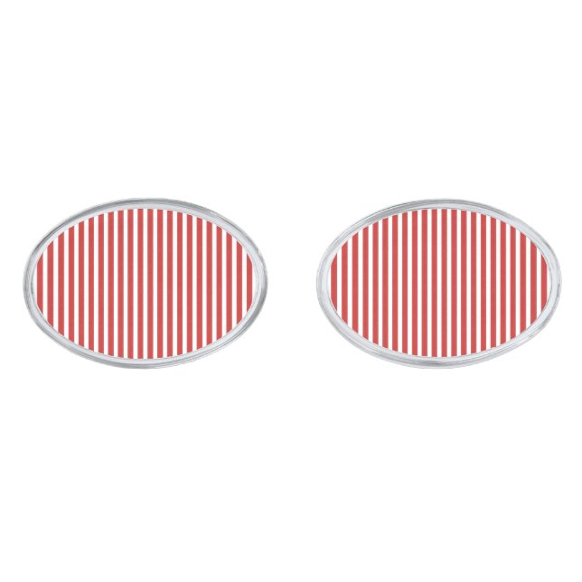 Christmas Red White Stripes Cufflinks (Front)