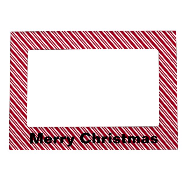Christmas Red White Stripes Magnetic Frame (Front)