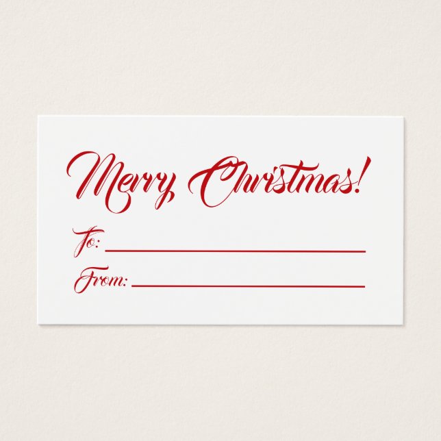Christmas red white to from blank script cards (Front)