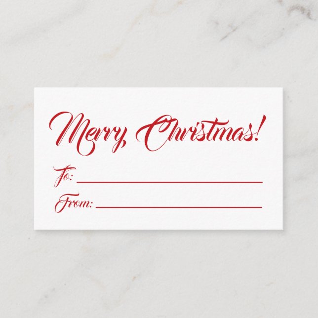 Christmas red white to from blank script elegant enclosure card (Front)