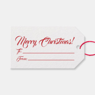Christmas red white to from blank script elegant gift tags