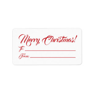 Christmas red white to from blank script elegant label