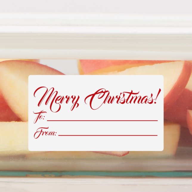 Christmas red white to from blank script elegant labels (Affixed)