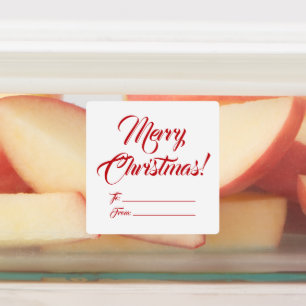 Christmas red white to from blank script elegant labels