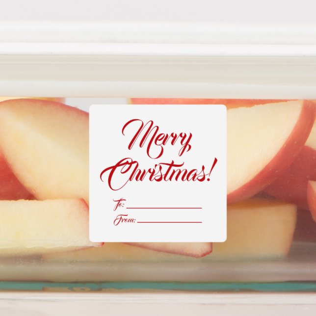 Christmas red white to from blank script elegant labels (Affixed)