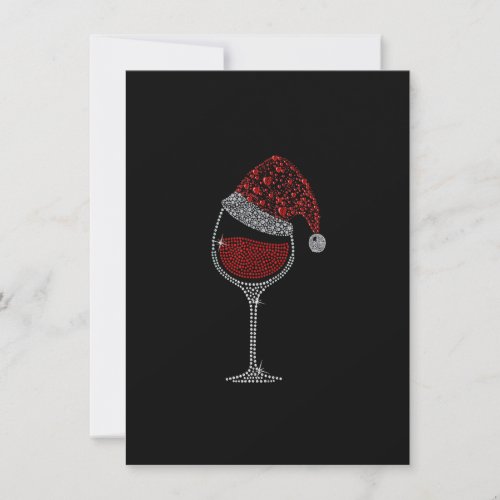 Christmas Red Wine Glass Funny Santa Hat Xmas Paja Invitation