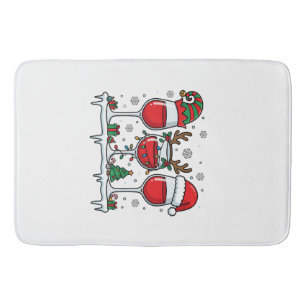 Christmas Red Wine Glasses Holiday Vector Bath Mat