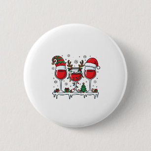 Christmas Red Wine Glasses Holiday Vector Button