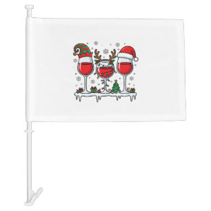 Christmas Red Wine Glasses Holiday Vector Car Flag