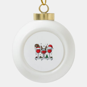 Christmas Red Wine Glasses Holiday Vector Ceramic Ball Christmas Ornament