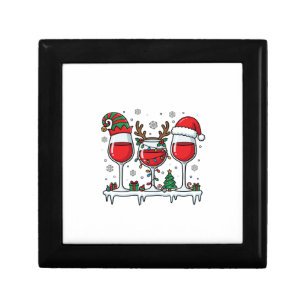 Christmas Red Wine Glasses Holiday Vector Gift Box