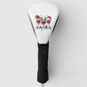 Christmas Red Wine Glasses Holiday Vector Golf Head Cover