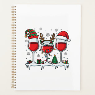 Christmas Red Wine Glasses Holiday Vector Planner