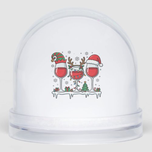 Christmas Red Wine Glasses Holiday Vector Snow Globe