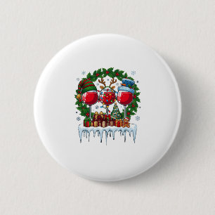 Christmas Red Wine Glasses Holly Wreath Snowman Ha Button