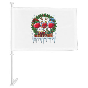 Christmas Red Wine Glasses Holly Wreath Snowman Ha Car Flag