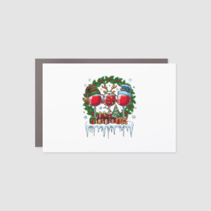 Christmas Red Wine Glasses Holly Wreath Snowman Ha Car Magnet