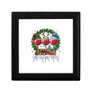 Christmas Red Wine Glasses Holly Wreath Snowman Ha Gift Box