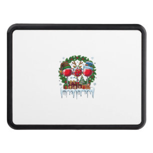 Christmas Red Wine Glasses Holly Wreath Snowman Ha Hitch Cover