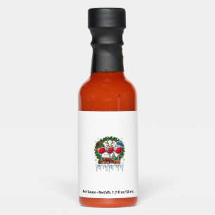 Christmas Red Wine Glasses Holly Wreath Snowman Ha Hot Sauces
