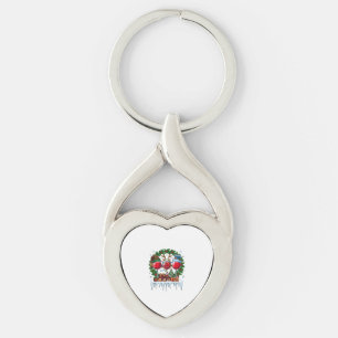 Christmas Red Wine Glasses Holly Wreath Snowman Ha Keychain