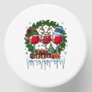 Christmas Red Wine Glasses Holly Wreath Snowman Ha Mini Candle Favors