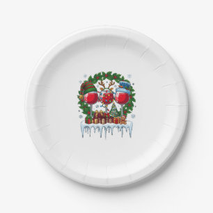 Christmas Red Wine Glasses Holly Wreath Snowman Ha Paper Plates