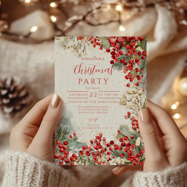 Christmas Red Winter Berries Invitation (Creator Uploaded)