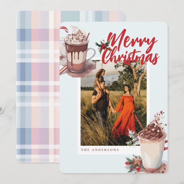 Christmas Red Winter Hot Cocoa Coffee Holiday Card (Front/Back)