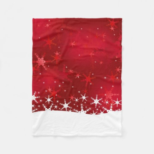 Christmas Red Winter Snowflakes Fleece Blanket