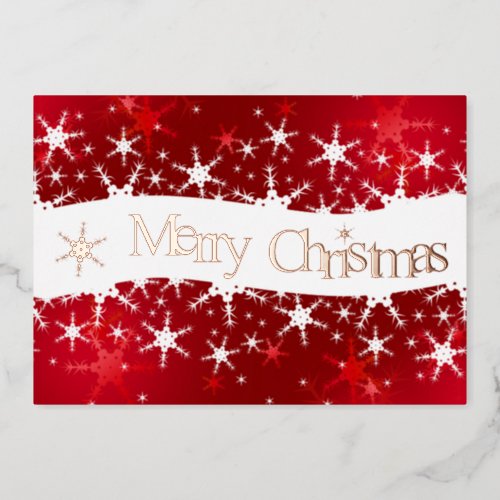 Christmas Red Winter Snowflakes Foil Holiday Card