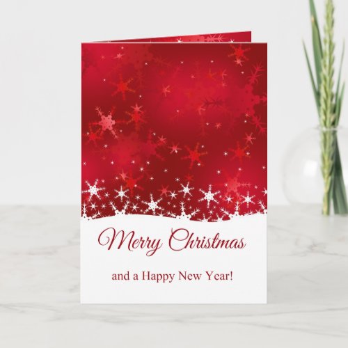 Christmas Red Winter Snowflakes Holiday Card