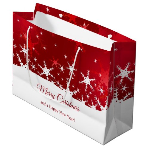 Christmas Red Winter Snowflakes Large Gift Bag