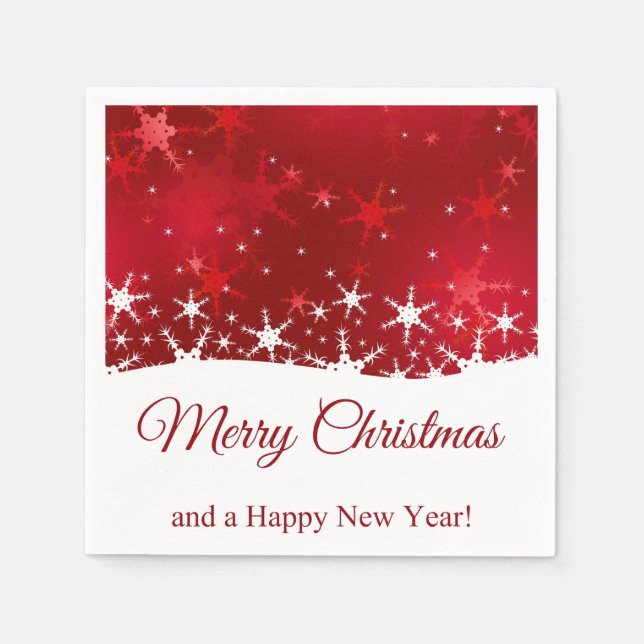 Christmas Red Winter Snowflakes Paper Napkins (Front)