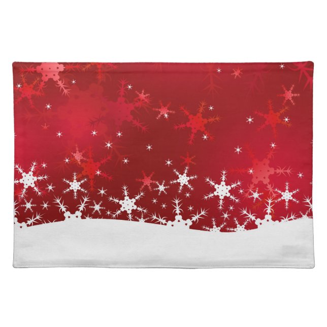 Christmas Red Winter Snowflakes Placemat (Front)