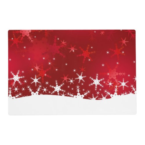 Christmas Red Winter Snowflakes Placemat