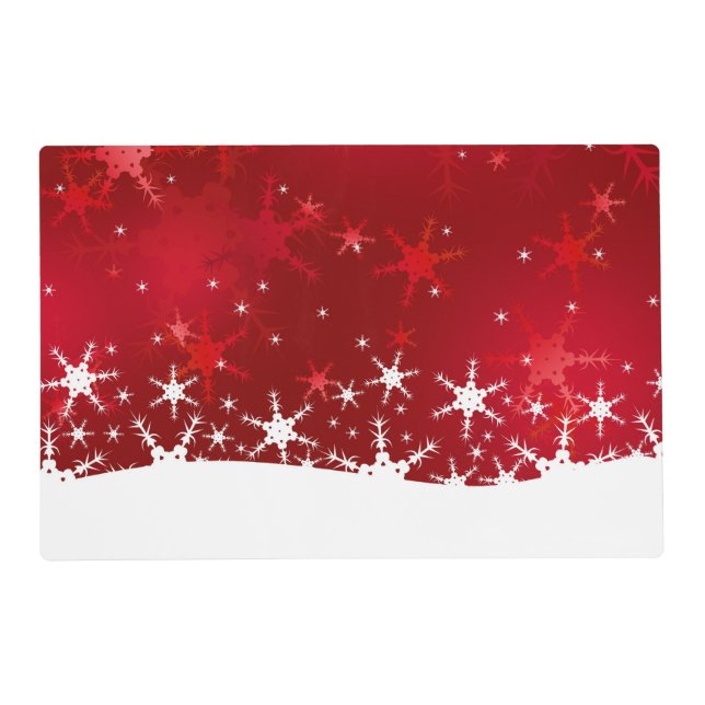 Christmas Red Winter Snowflakes Placemat (Front)