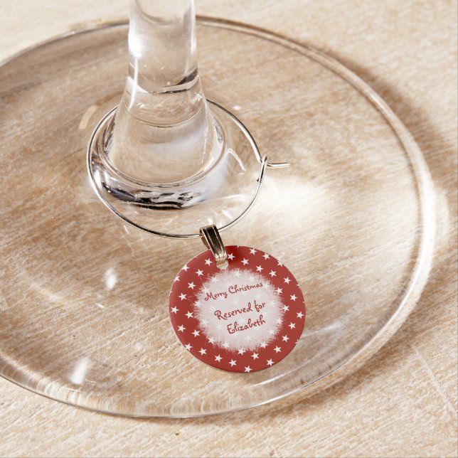 Christmas red with stars wine charm (In Situ)