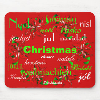 "Christmas Red Wreath Around The World I" Mousepad