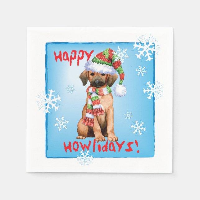 Christmas Redbone Coonhound Napkins (Front)