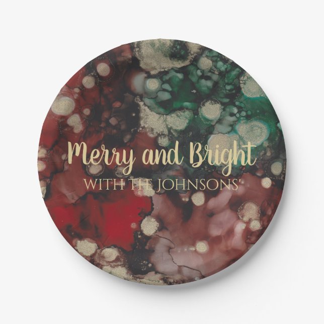 Christmas Reds and Golds Paper Plates (Front)